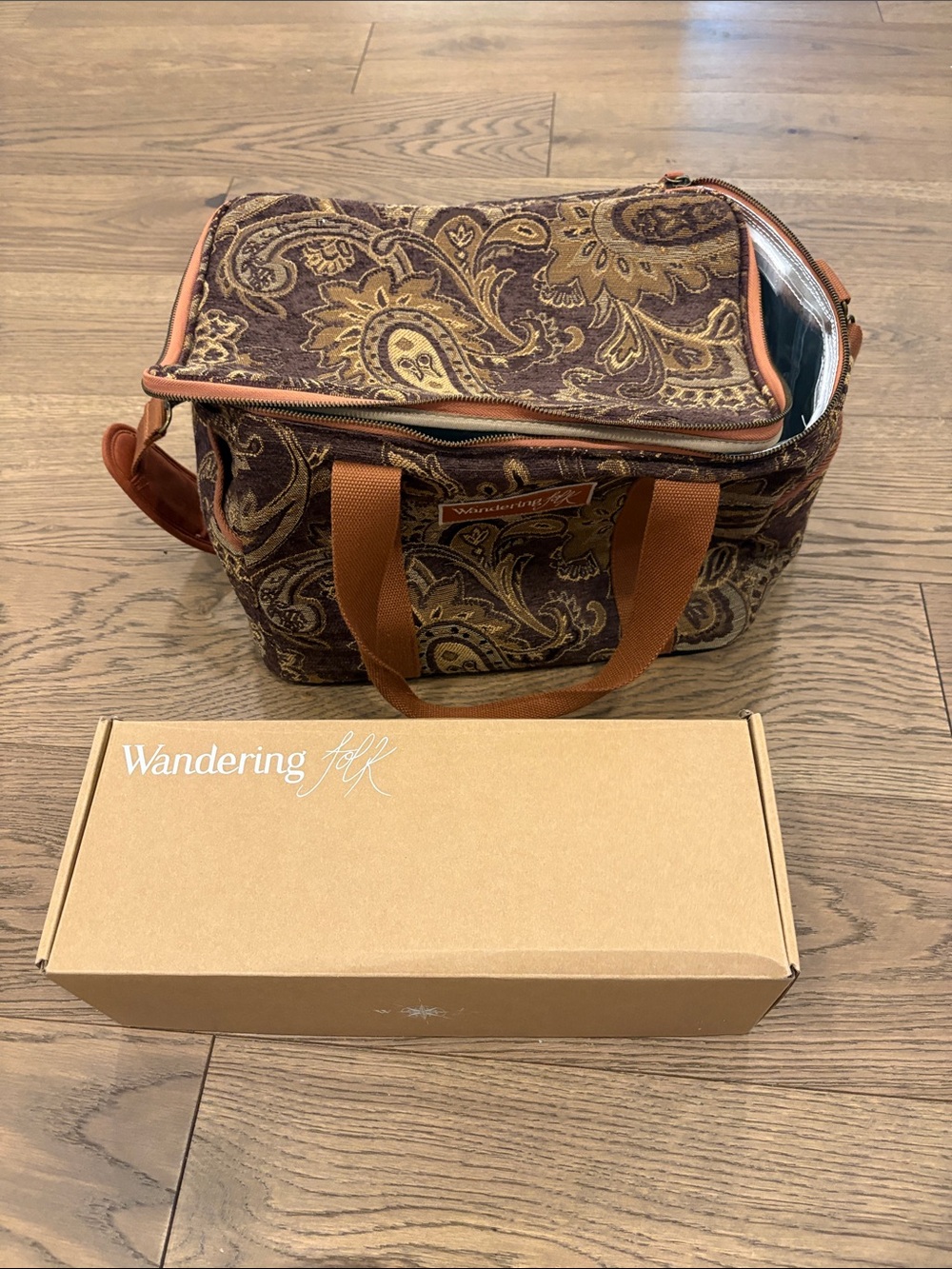 Wandering Folk Brown Paisley Travel Cooler Bag and matching picnic blanket